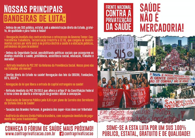 Bandeir de luta - frente nacional contra a privatização FRENTE