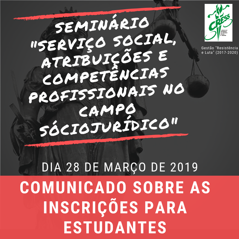 Comunicado inscrições para estudantes