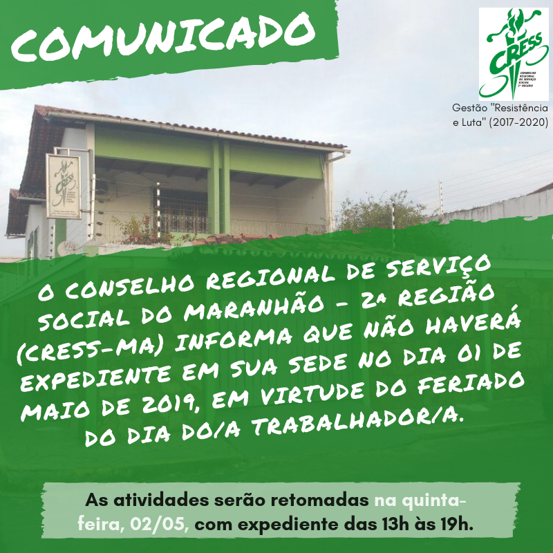 Comunicado Dia do Trabalho