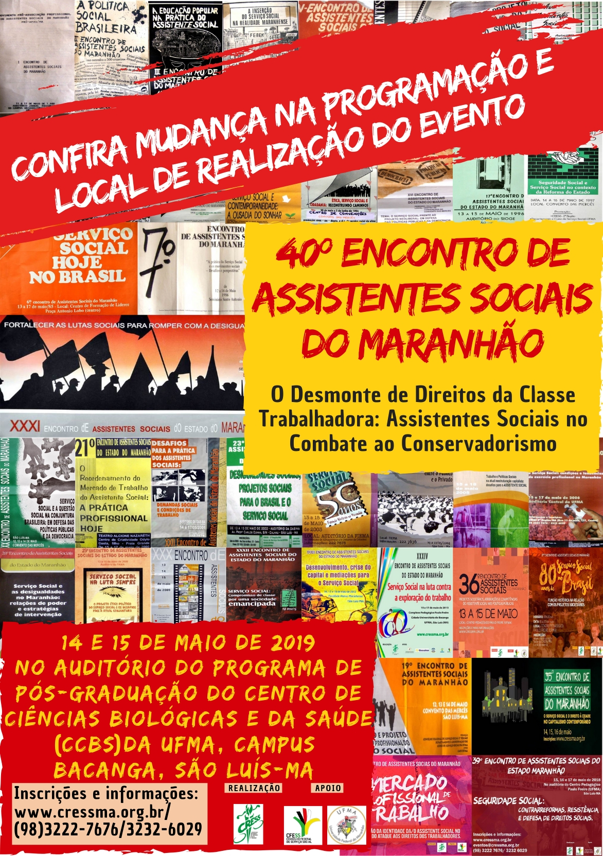 Cartaz  com alteração da programação