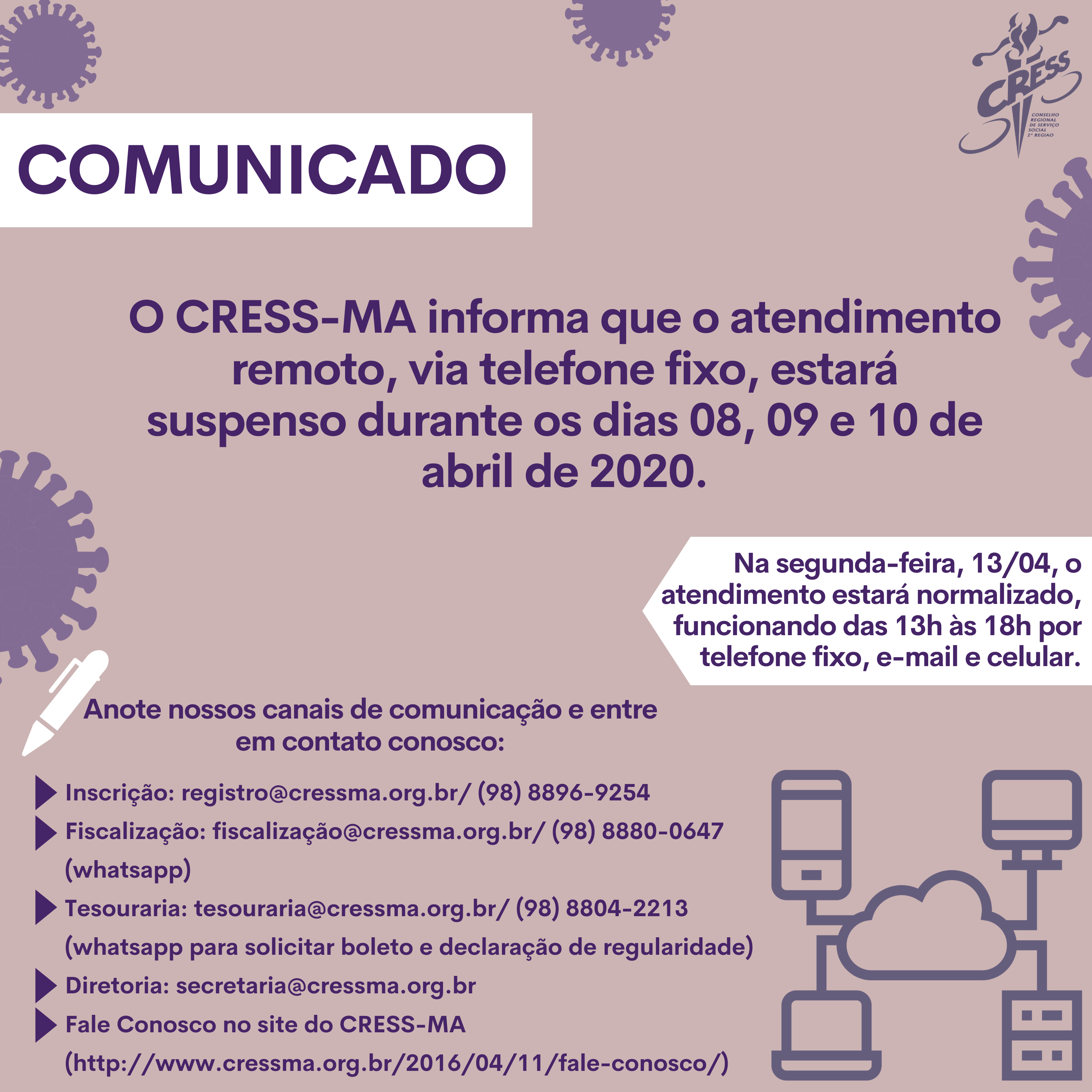 Comunicado atendimento por telefone fixo suspenso