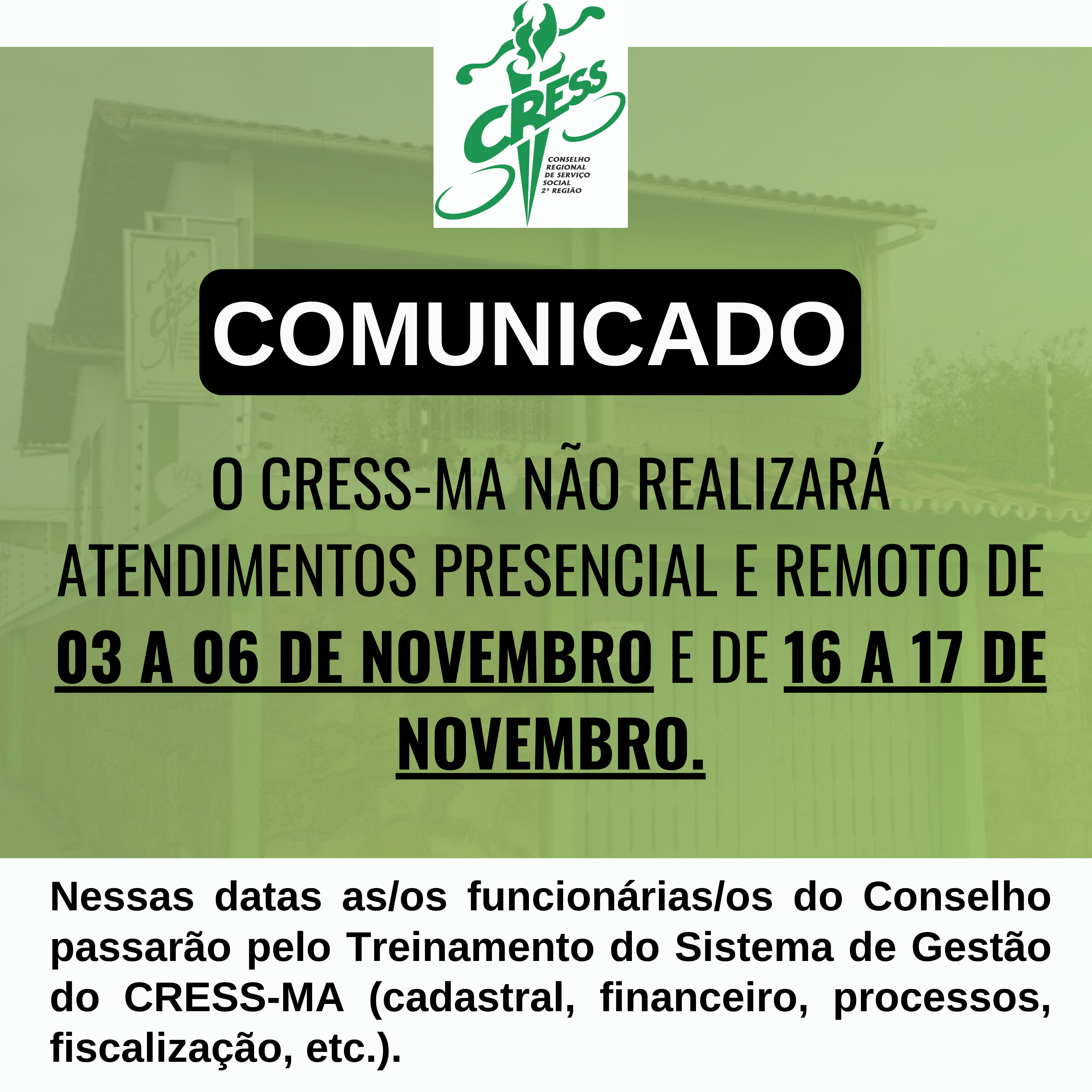 COMUNICADO TREINAMENTO