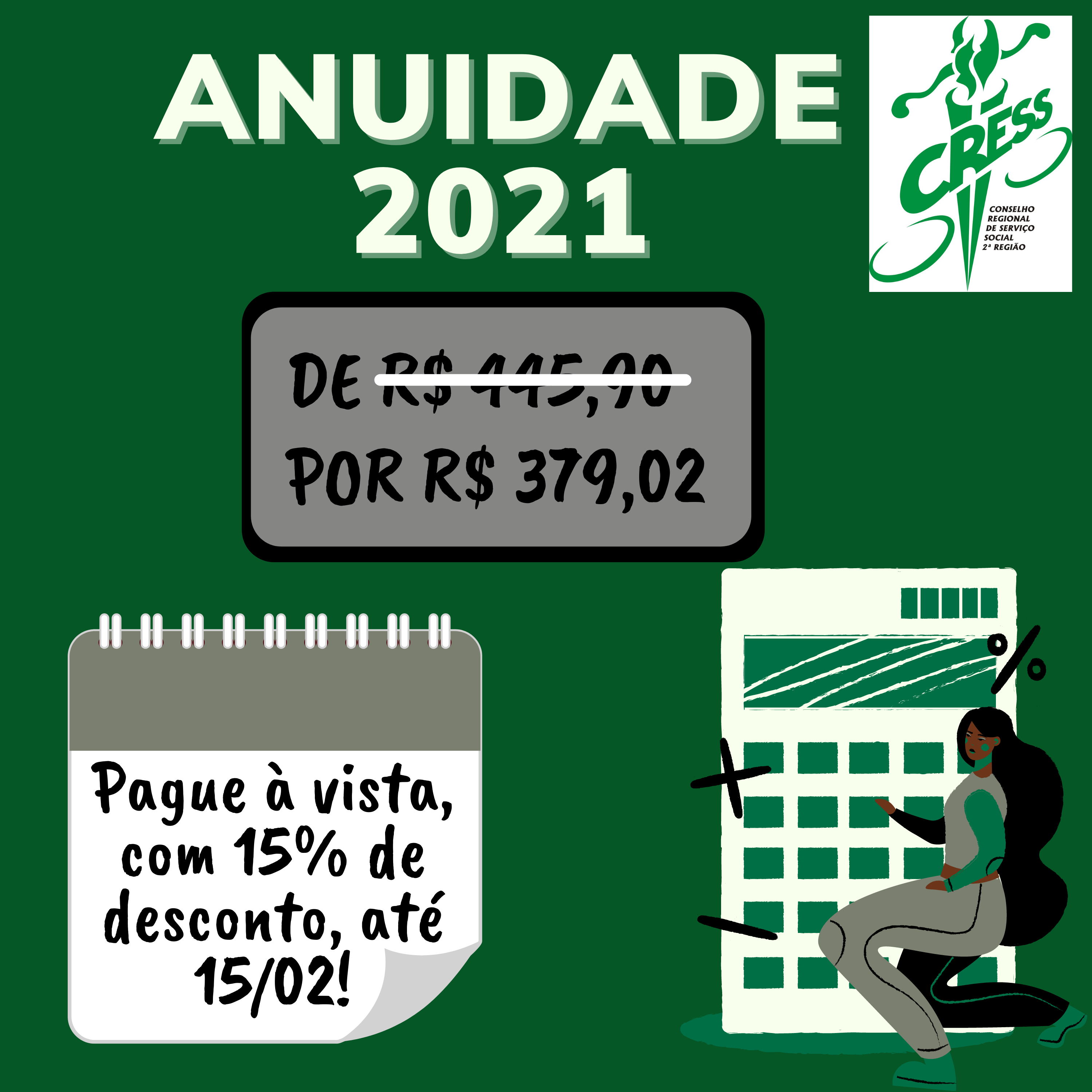 ANUIDADE 2021 - 15 de desconto