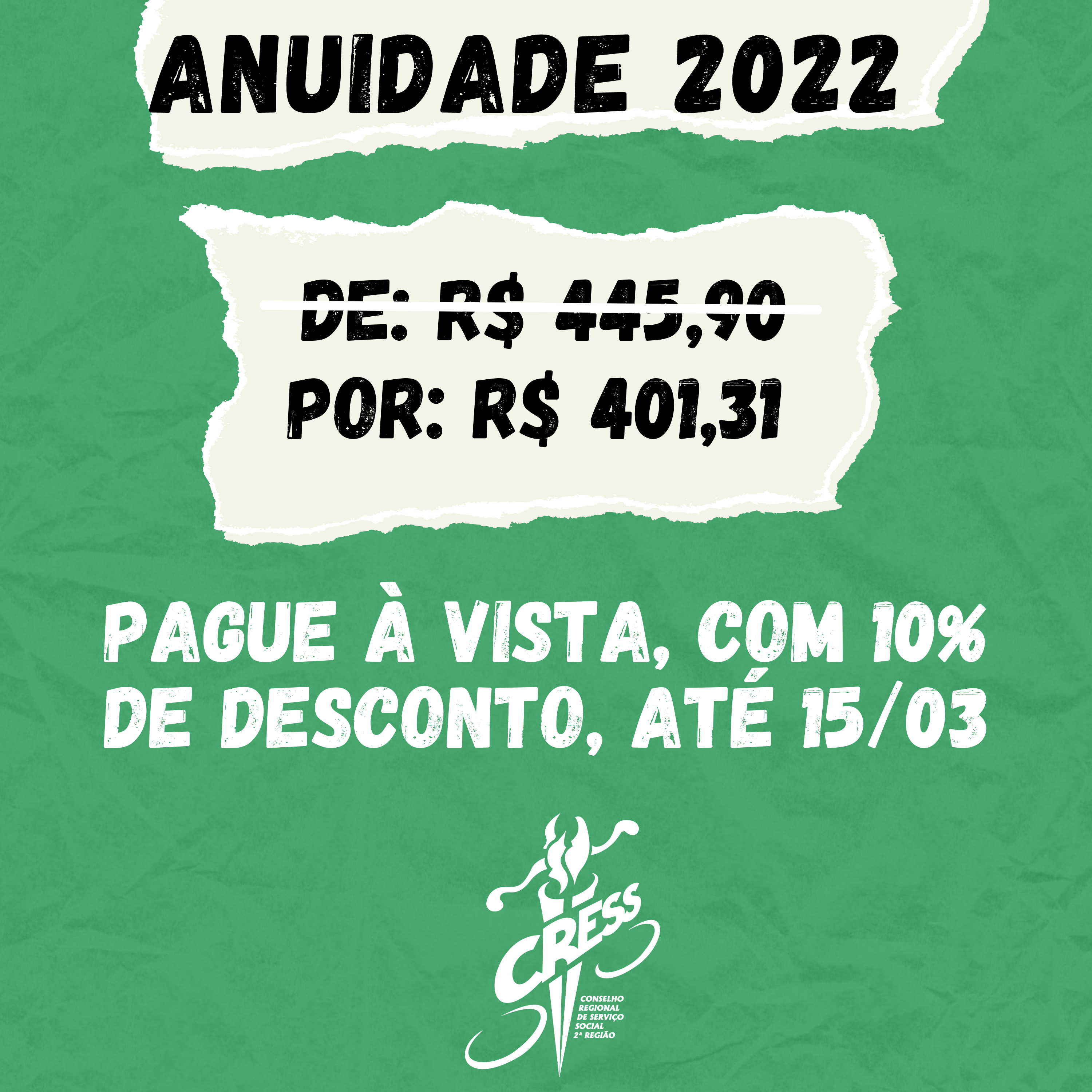 Anuidade 2022 desconto 10