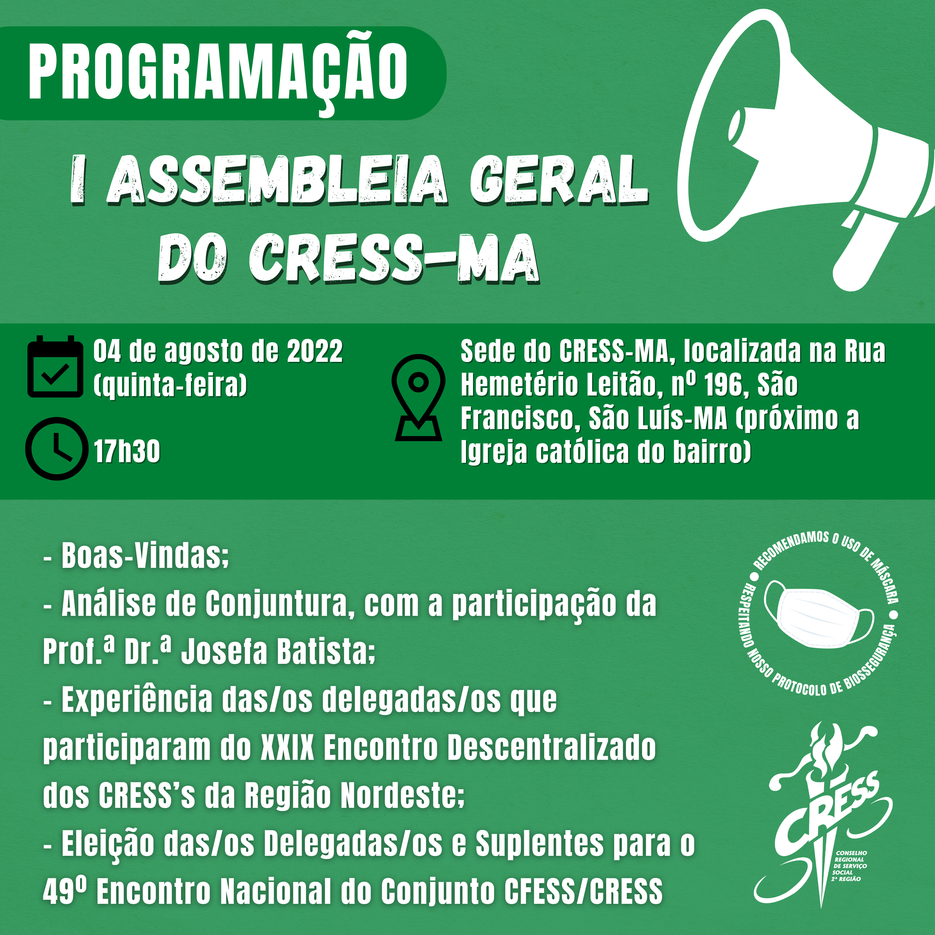 Assembleia Geral Ordinária - programação