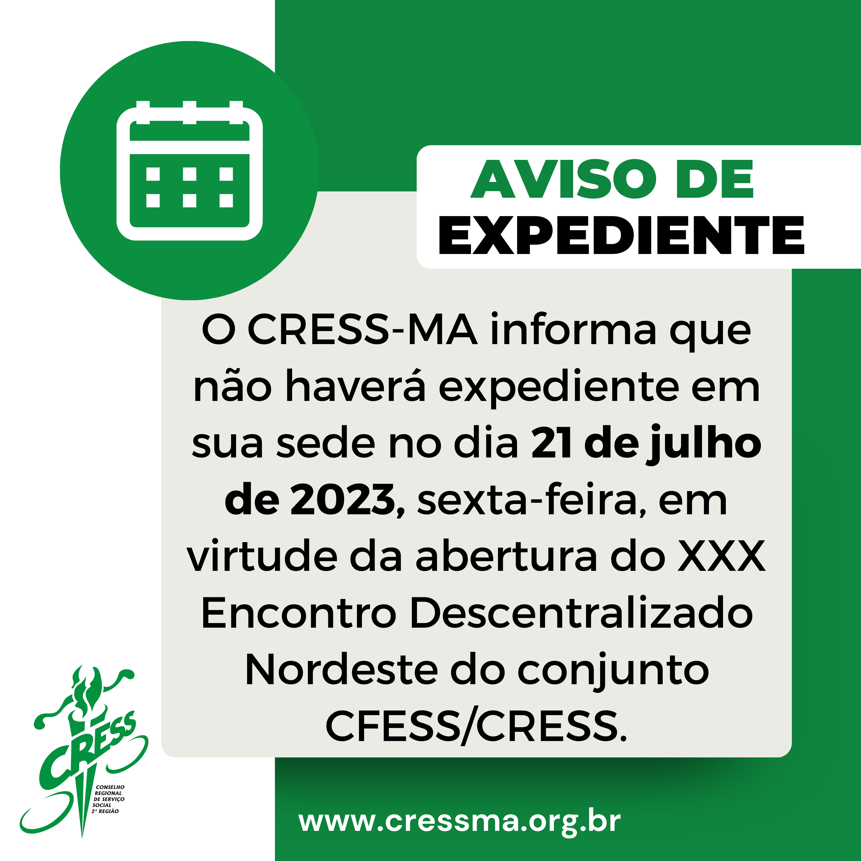 COMUNICADO FECHAMENTO SEDE 21.07.2023