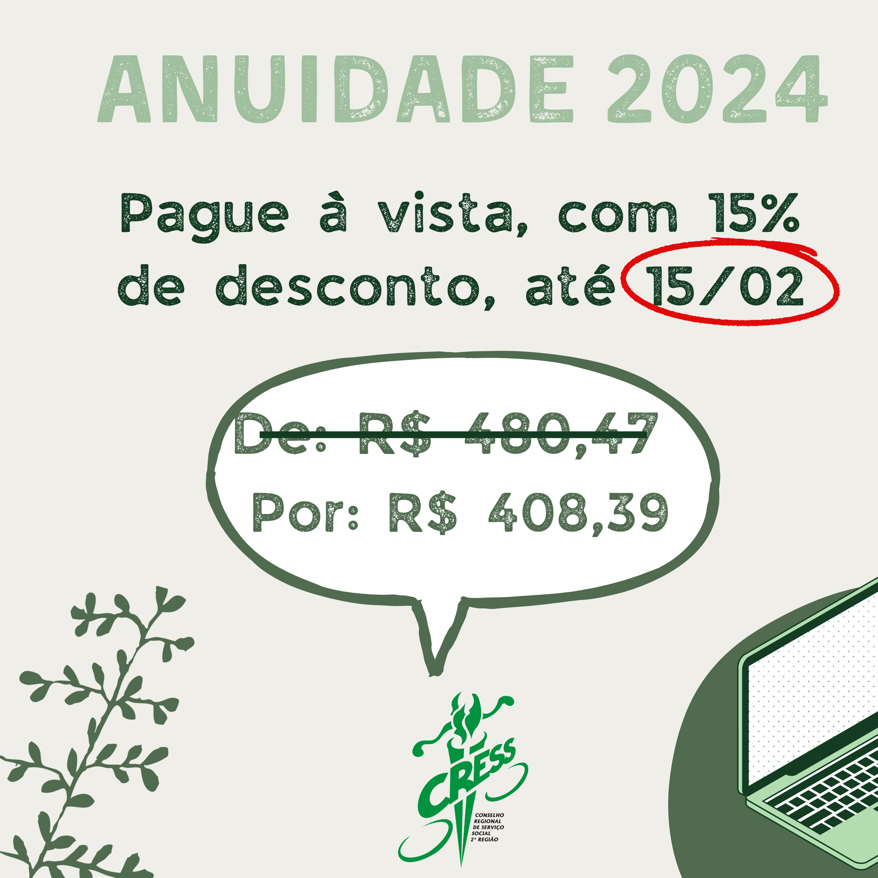 ANUIDADE 2024 15% de desconto