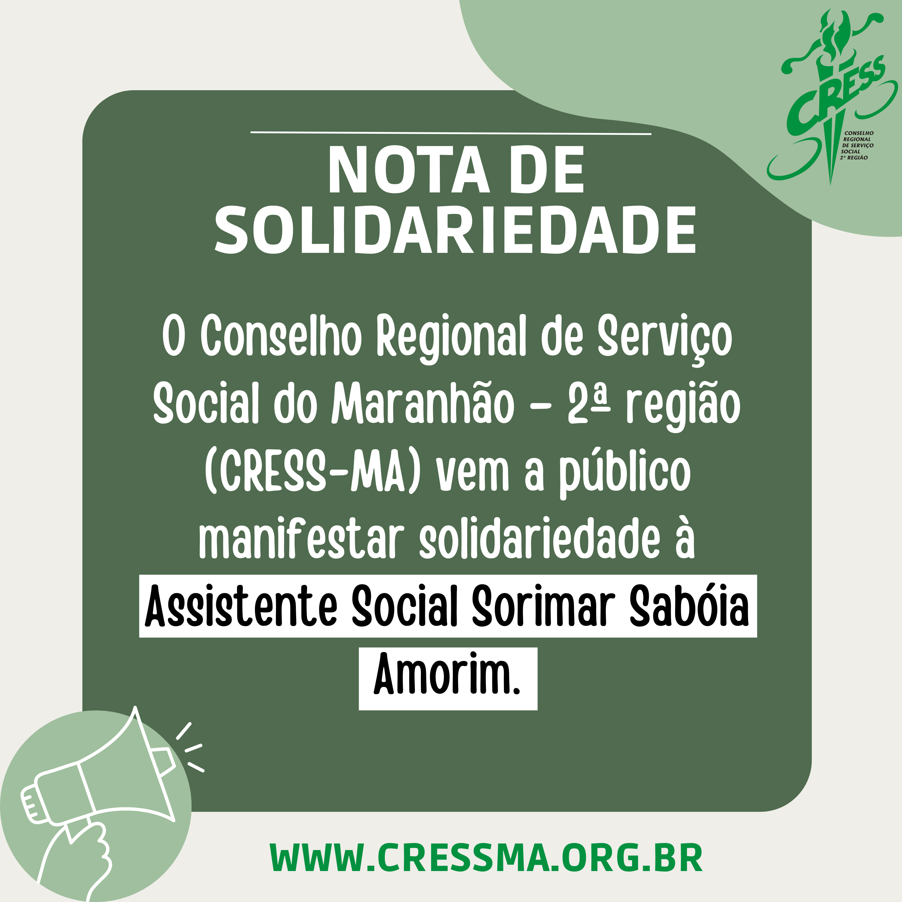 NOTA DE SOLIDARIEDADE - SOLIMAR SABOIA